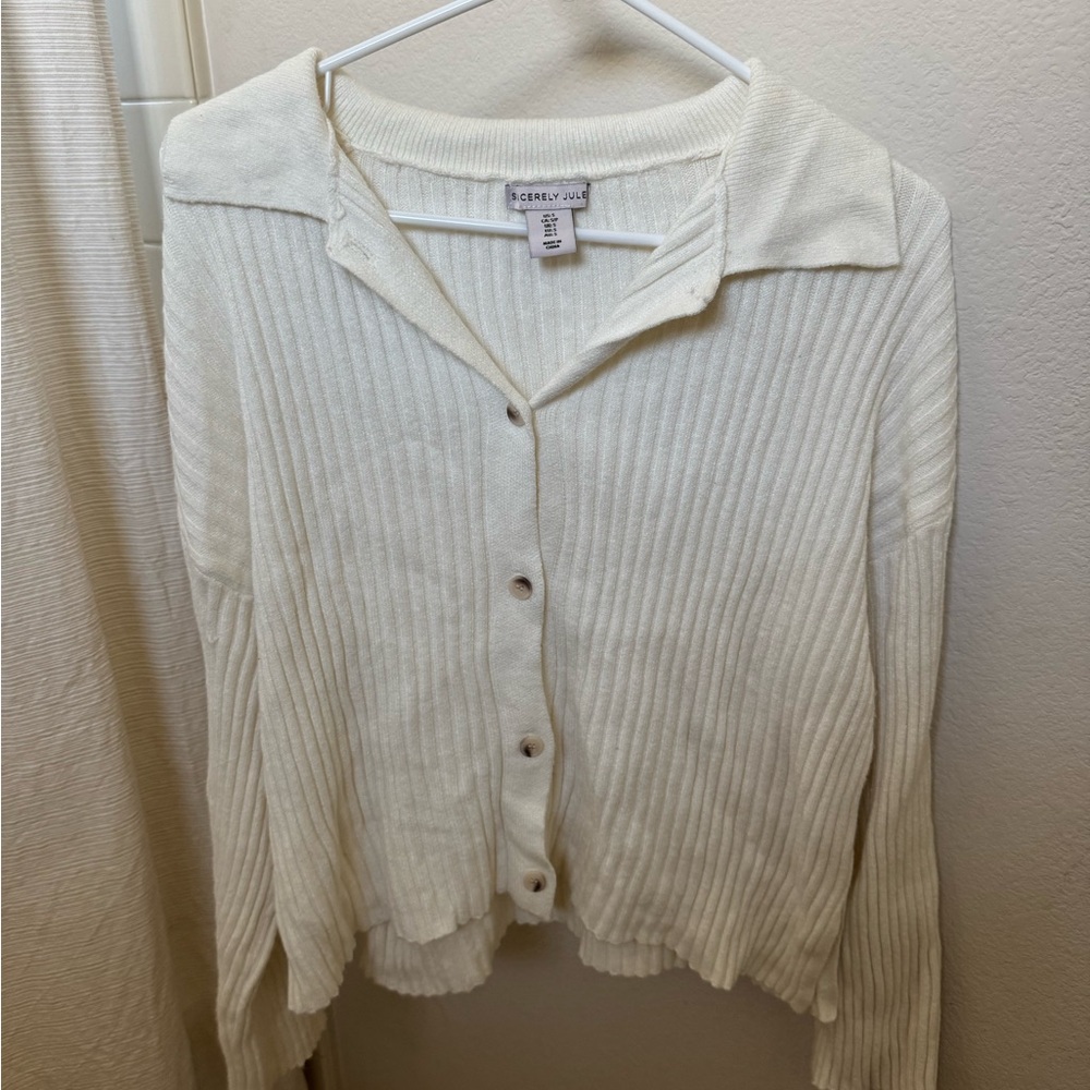 Cream Ribbed Sweater by